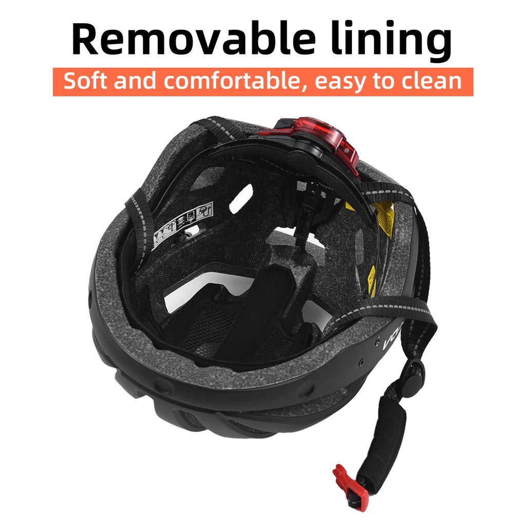 Adjustable Bicycle Helmet with Windshield, Sun Visor, and Tail Light Q237