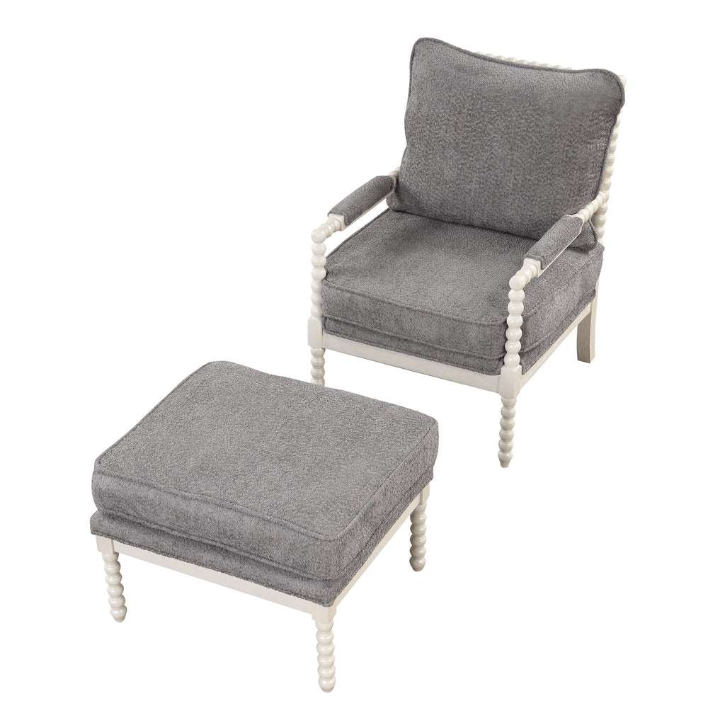 Velvet Accent Chair with Ottoman D95472