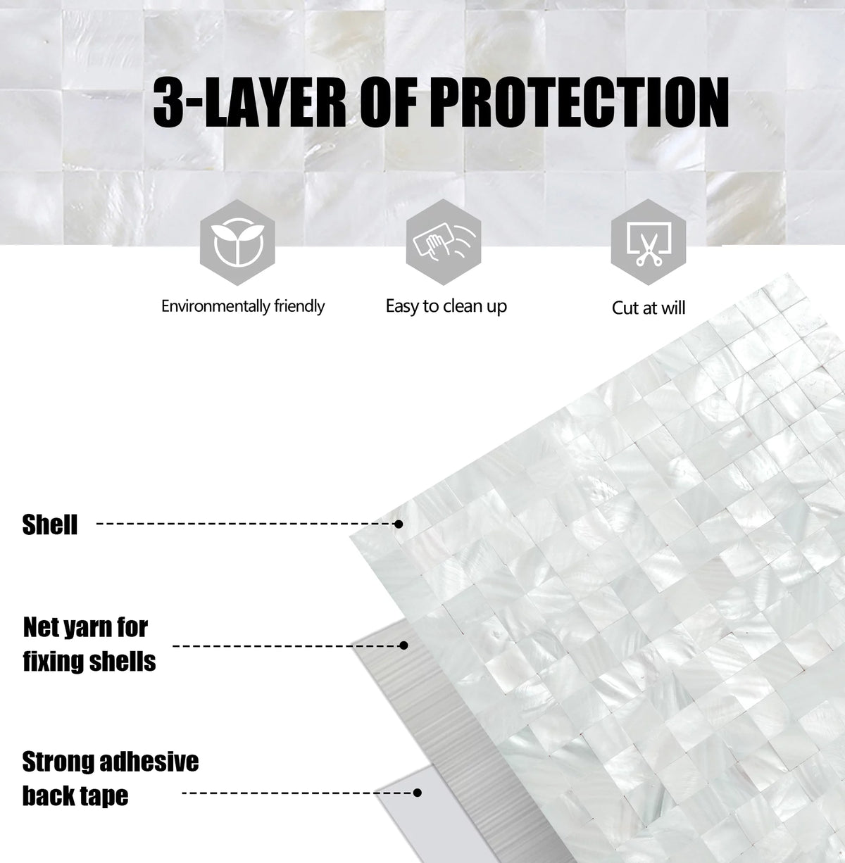 Peel and Stick Mosaic Shell Backsplash Tile N916