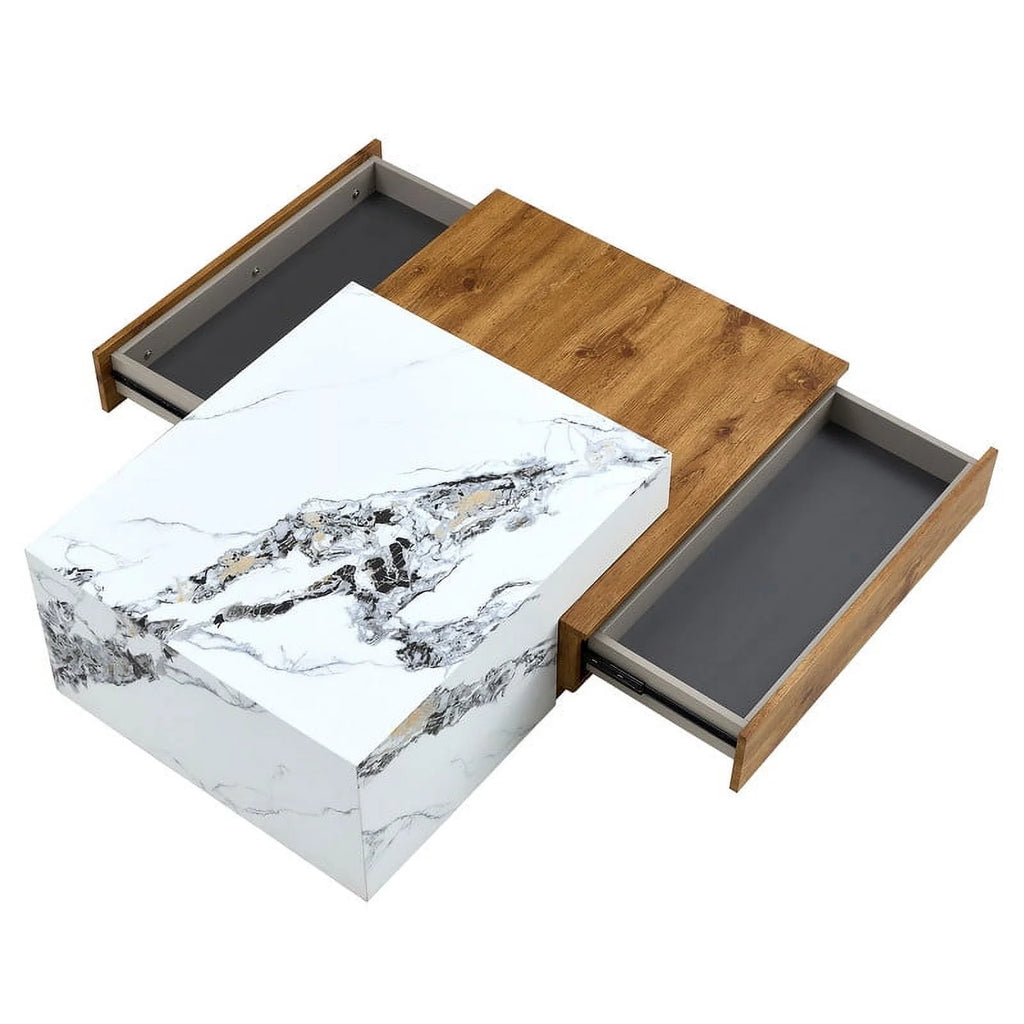 Modern Coffee Table with 2 Drawers White Finish P315