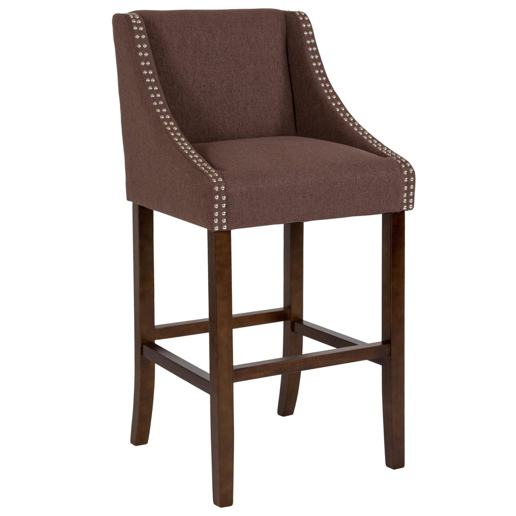 Brown Leather Barstool with Nail Trim X423