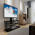 Angle and Height Adjustable Tempered Glass TV Stand, Black U870
