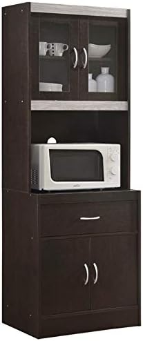 White Kitchen Cabinet with Microwave Storage R3449
