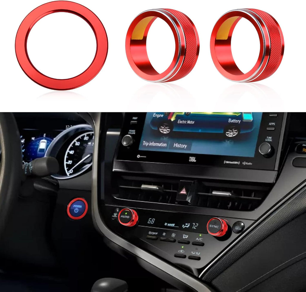 Red Center Console AC Button Covers with Engine Start Stop Push Button Cover X32690