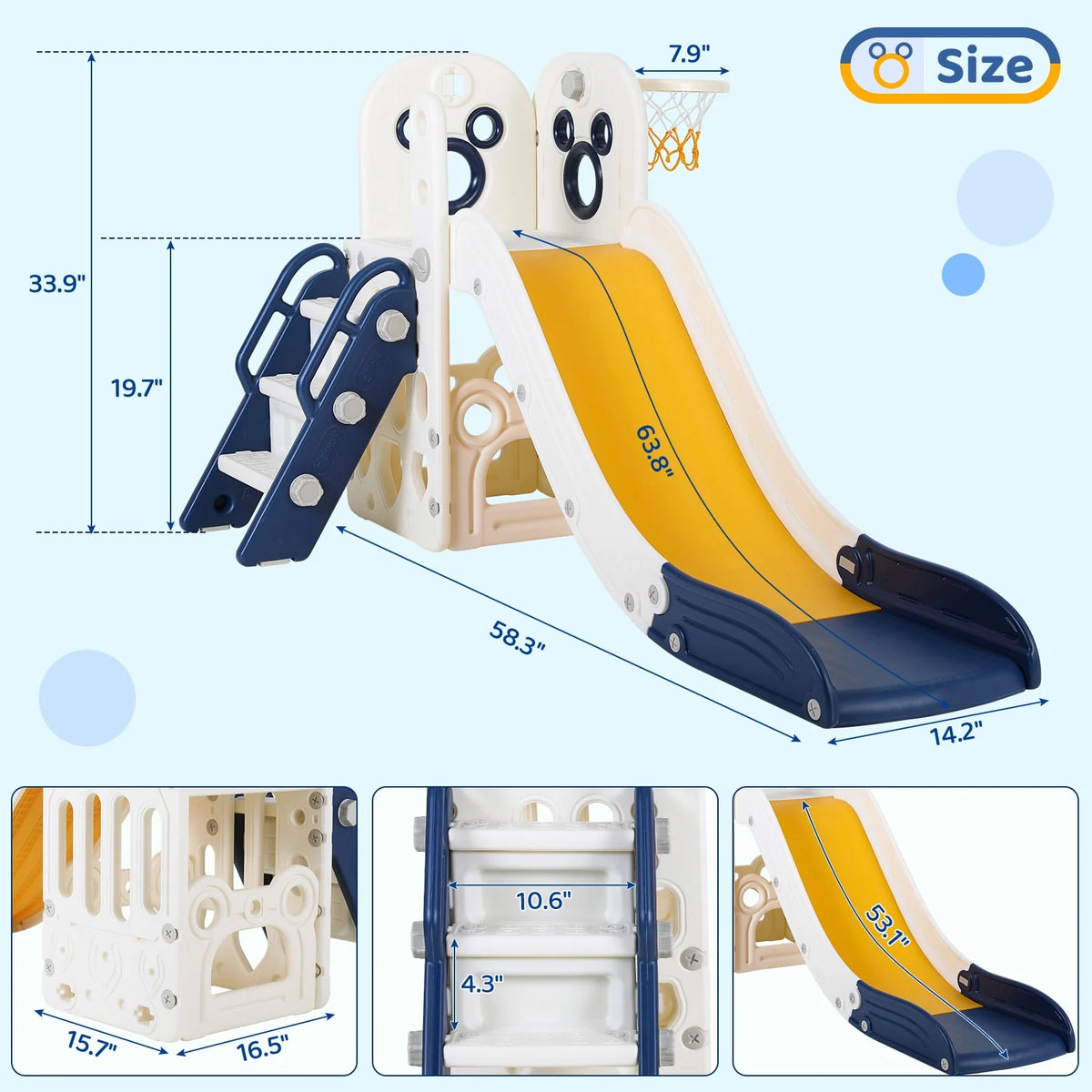 Plastic Toddler Slide with Basketball Hoop Y641414