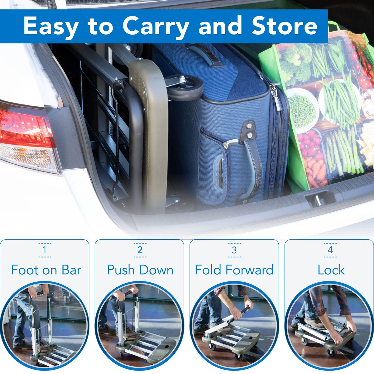 Folding Platform Hand Truck with Expandable Base T6386