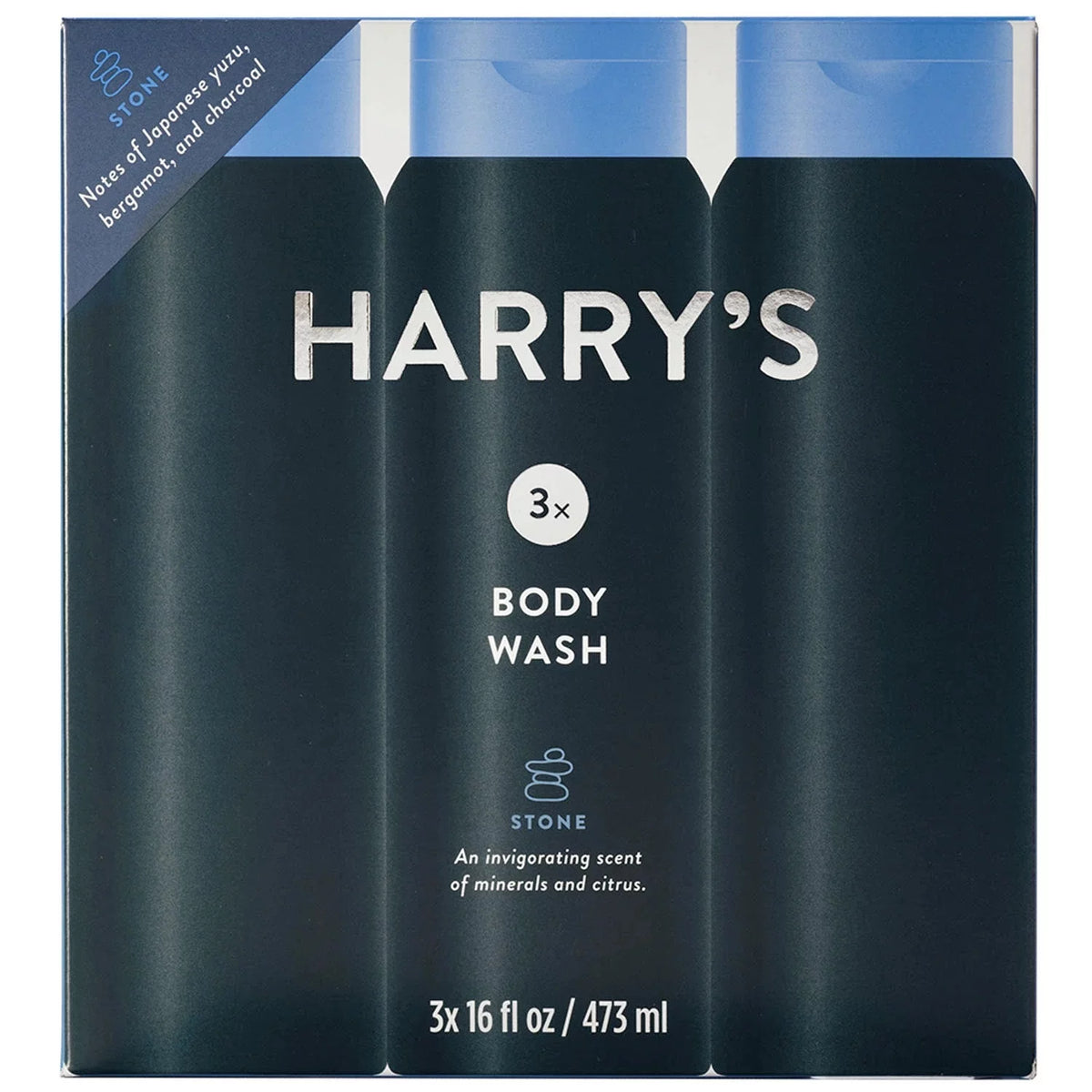 Men’s Body Wash, Stone Scent, 16 Fluid Ounce (Pack of 3) A51302