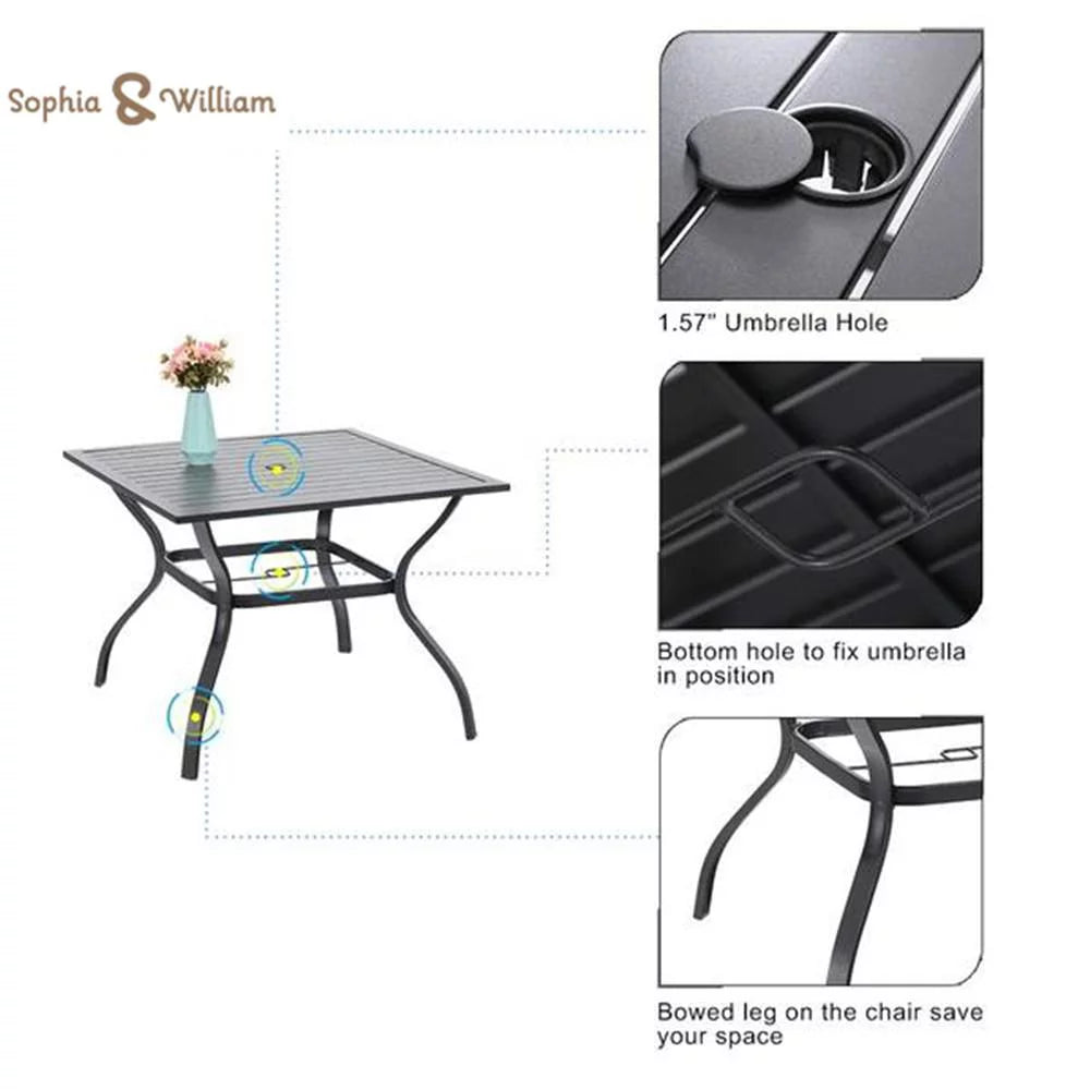 5 Pcs Metal Patio Dining Set T370