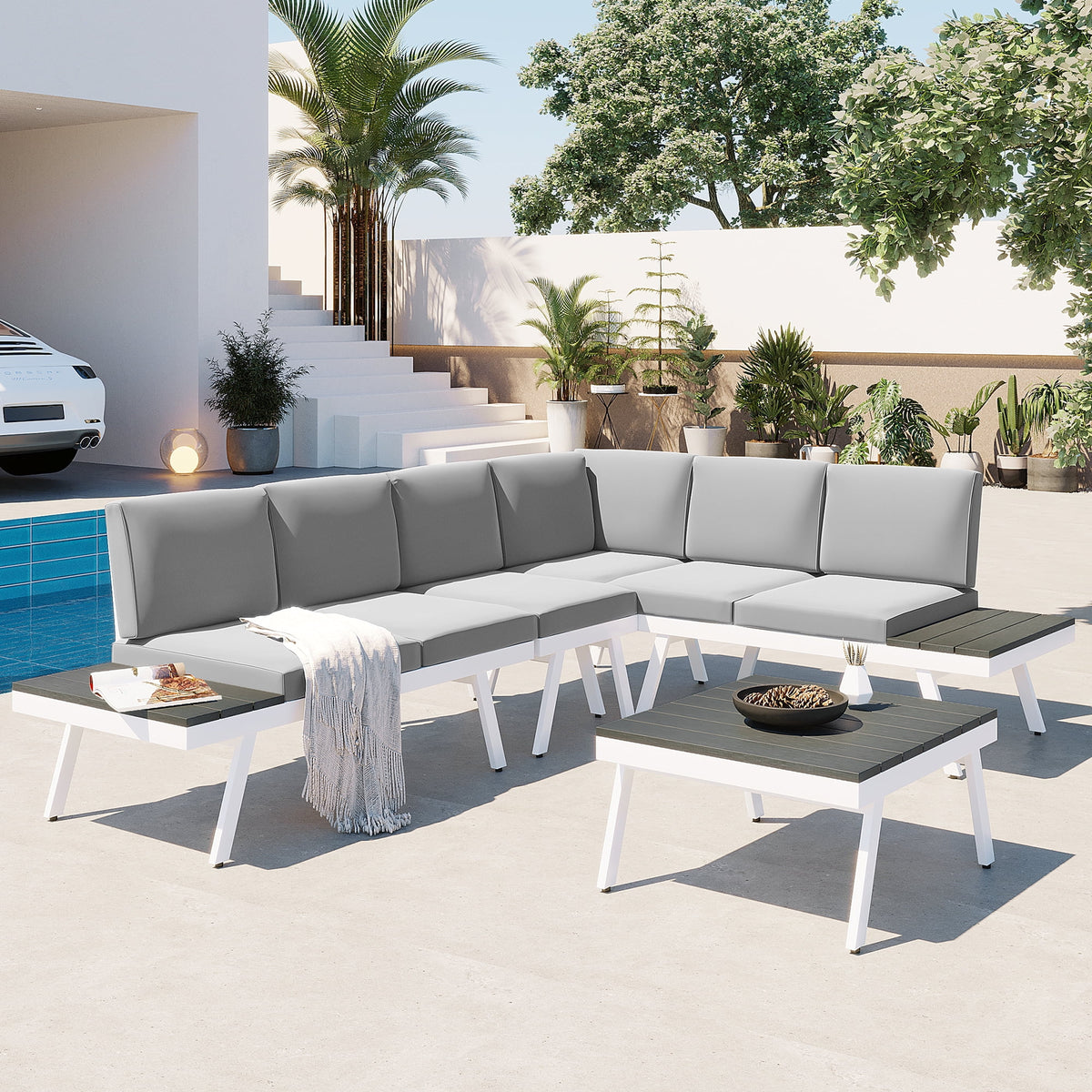 5 Piece Outdoor Patio Furniture Set Grey C378