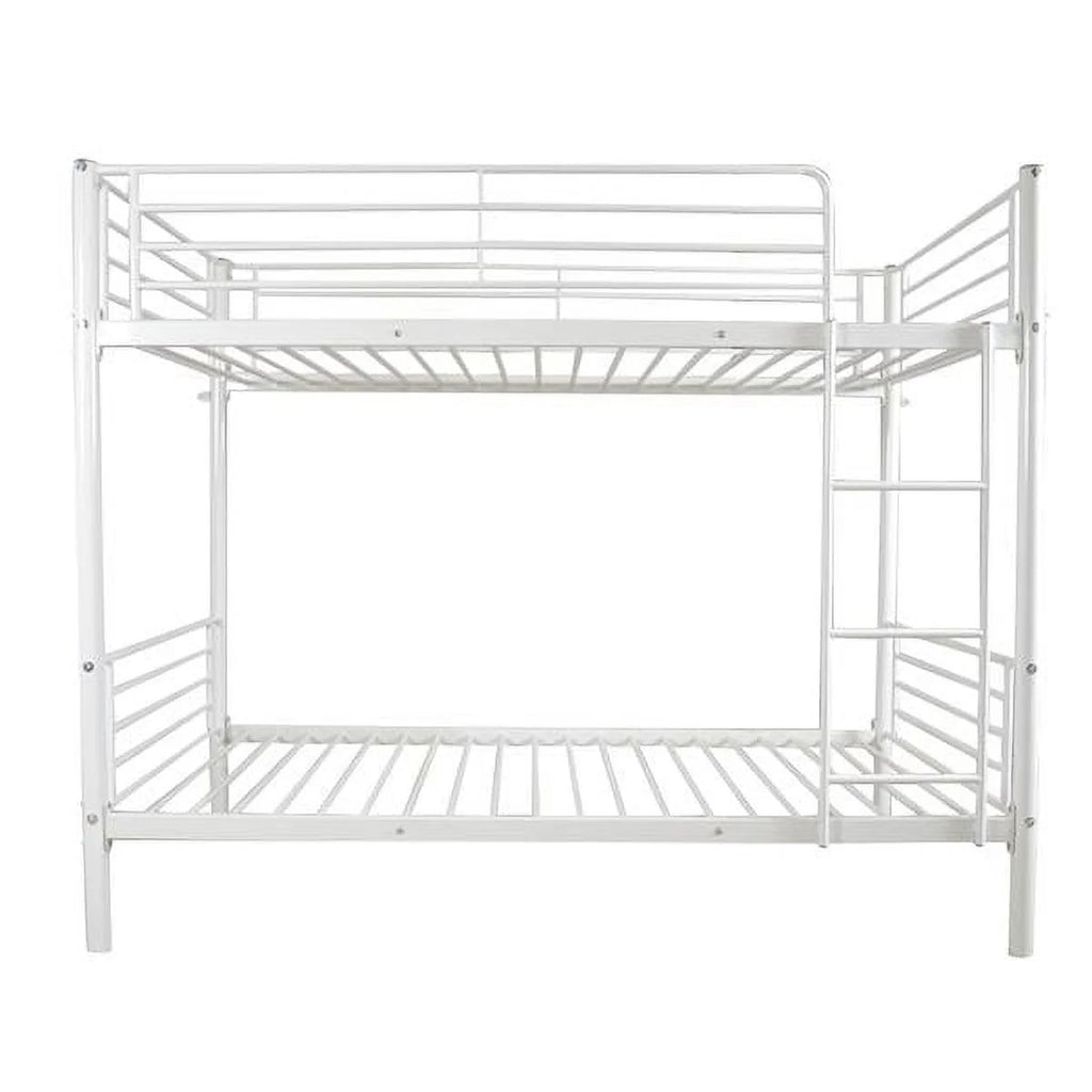 Twin Over Full Bunk Bed with Ladder and Guardrail White N9369