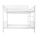Twin Over Full Bunk Bed with Ladder and Guardrail White N9369