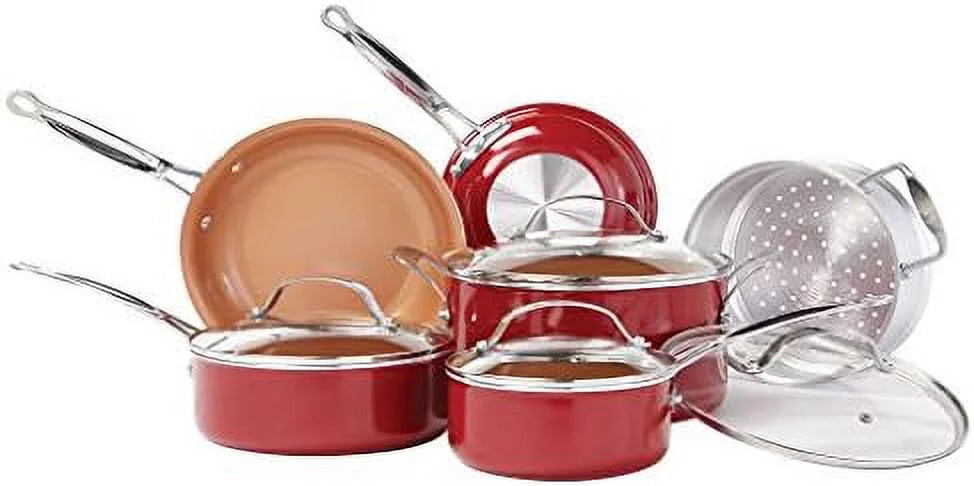 10 pc Copper Ceramic Non Stick Cookware Set U292