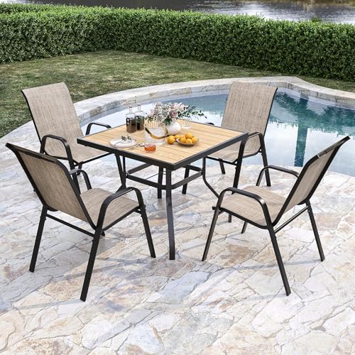 Outdoor Patio Stackable Dining Chairs Set of 4 All-Weather Textilene K474382
