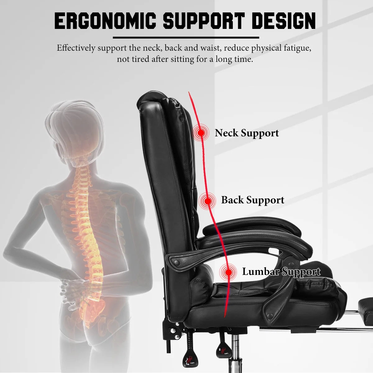 Ergonomic Faux Leather High Back Office Chair with Lumbar Support K55214