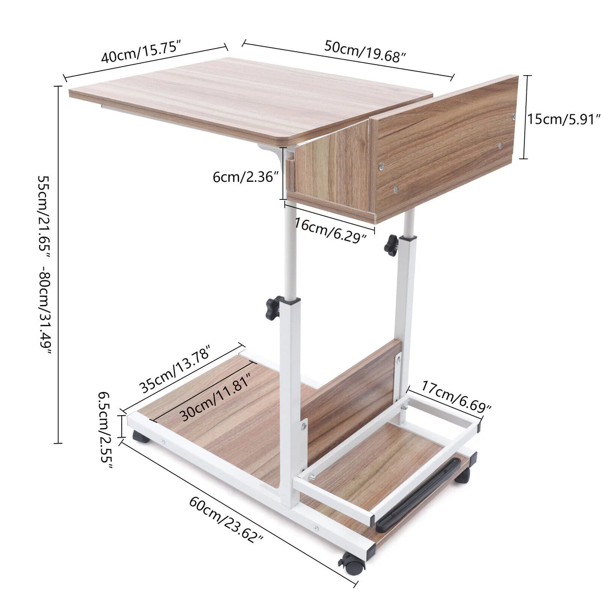 C Shaped Side Table with Wheels V814118