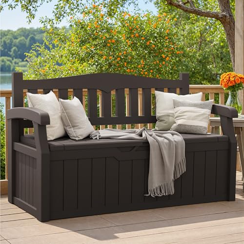 80 Gallon Black Storage Bench Deck Box S589