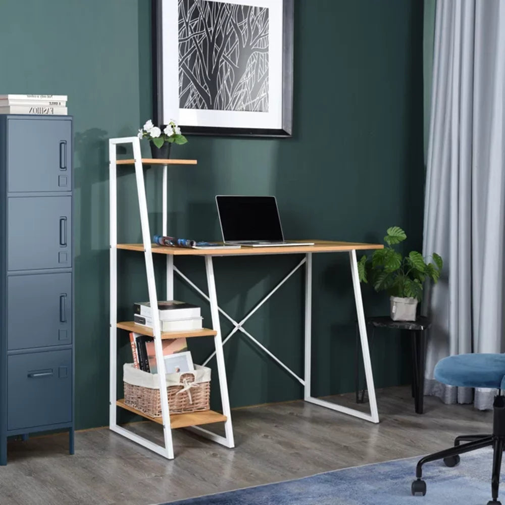 40'' Oak Computer Desk with Open Shelves O63175