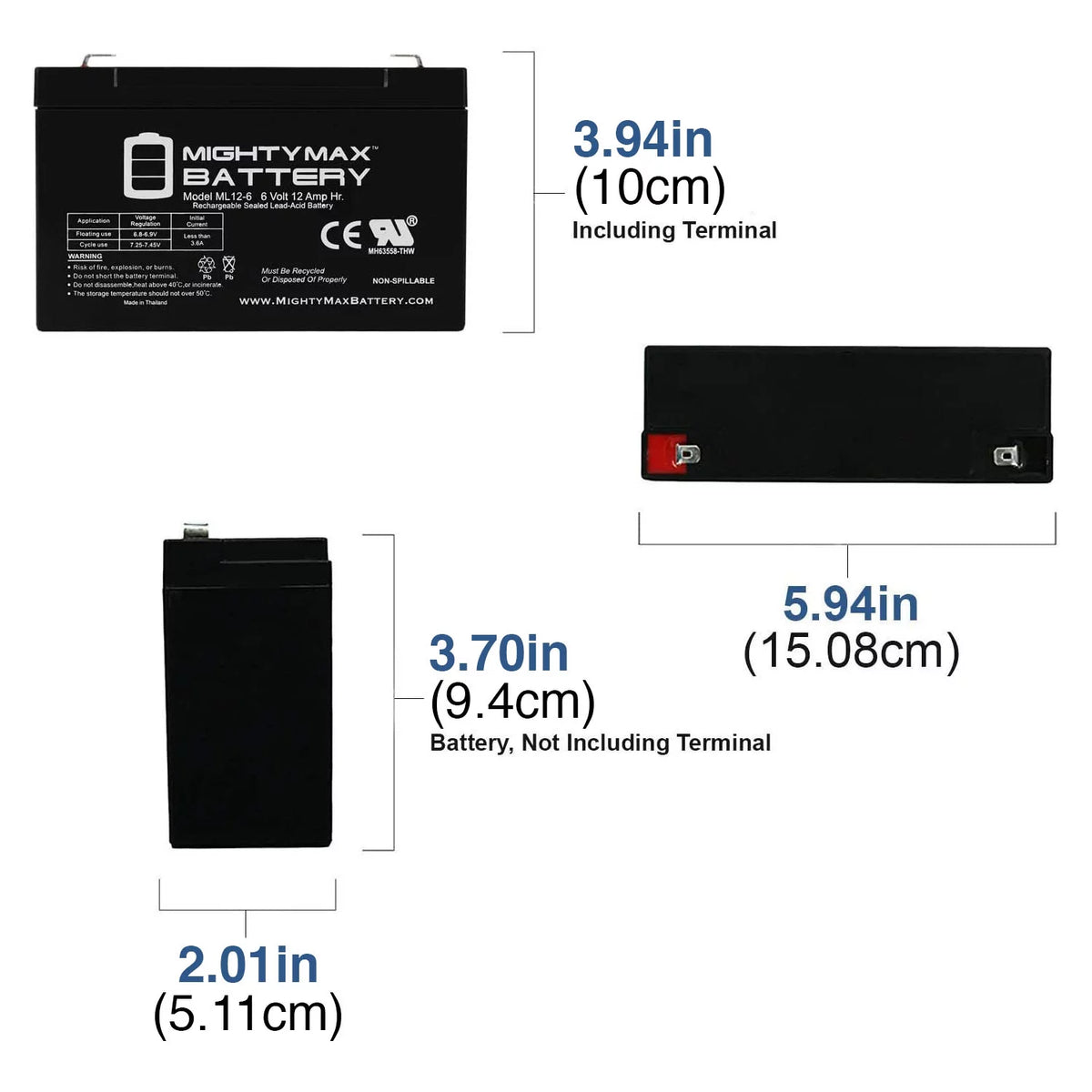 6V 12AH F2 Battery 6 Pack Z7035