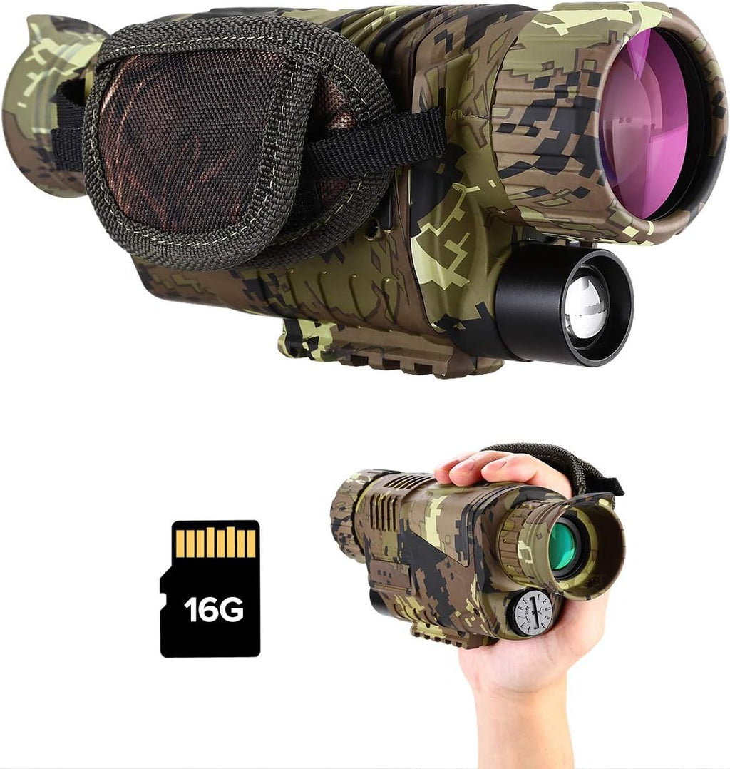 Night Vision Monocular Digital 5x8 Optics Scope 200Yards Infrared with 16GB Card U764
