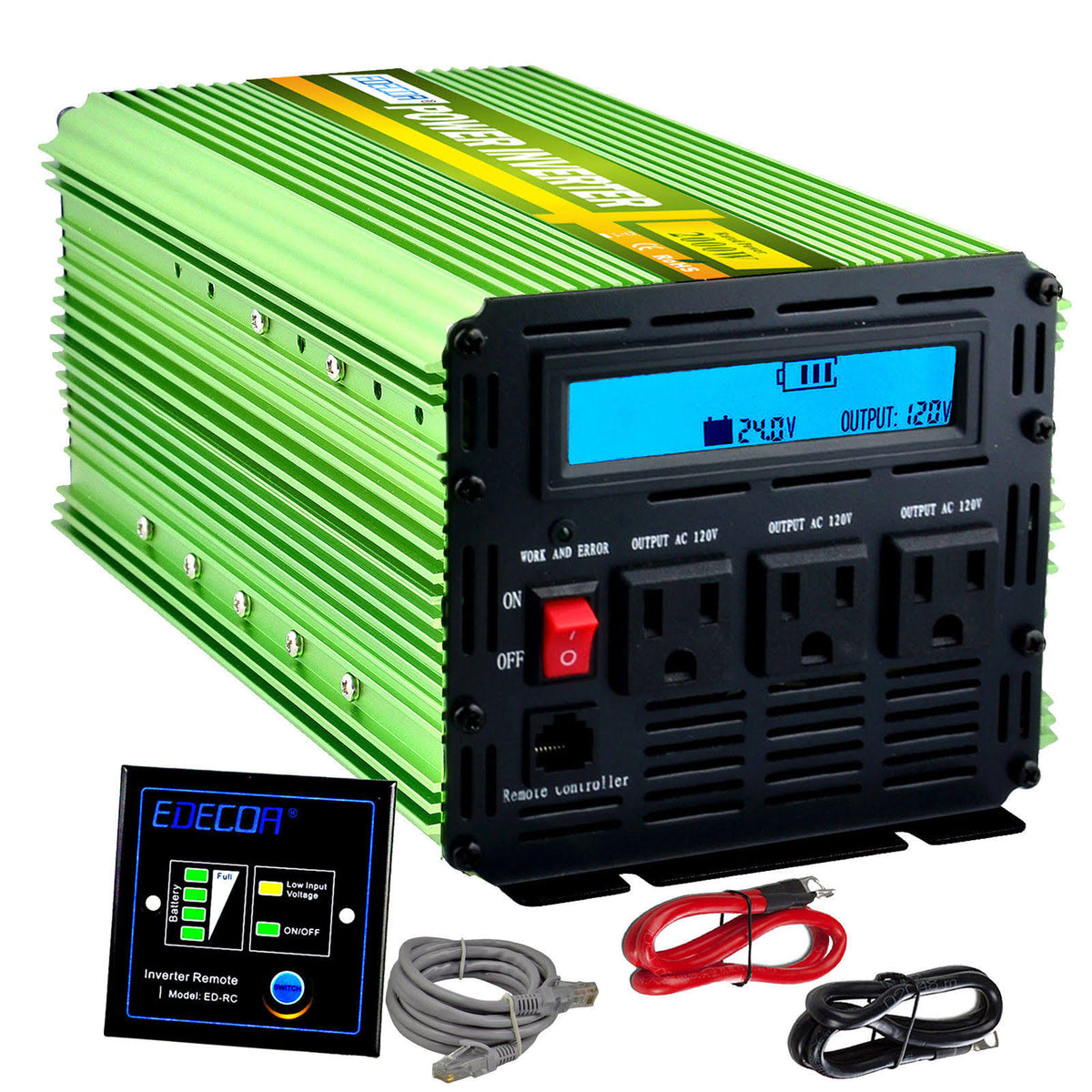 2000W 4000W 24V DC To 120v AC Car Power Inverter with LCD X210