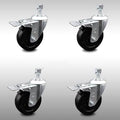 4 inch Soft Rubber Swivel Caster Set with Brake Q8140