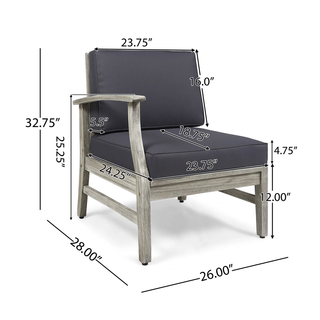 Light Gray Acacia Wood Outdoor Sofa Sectional Set H1510