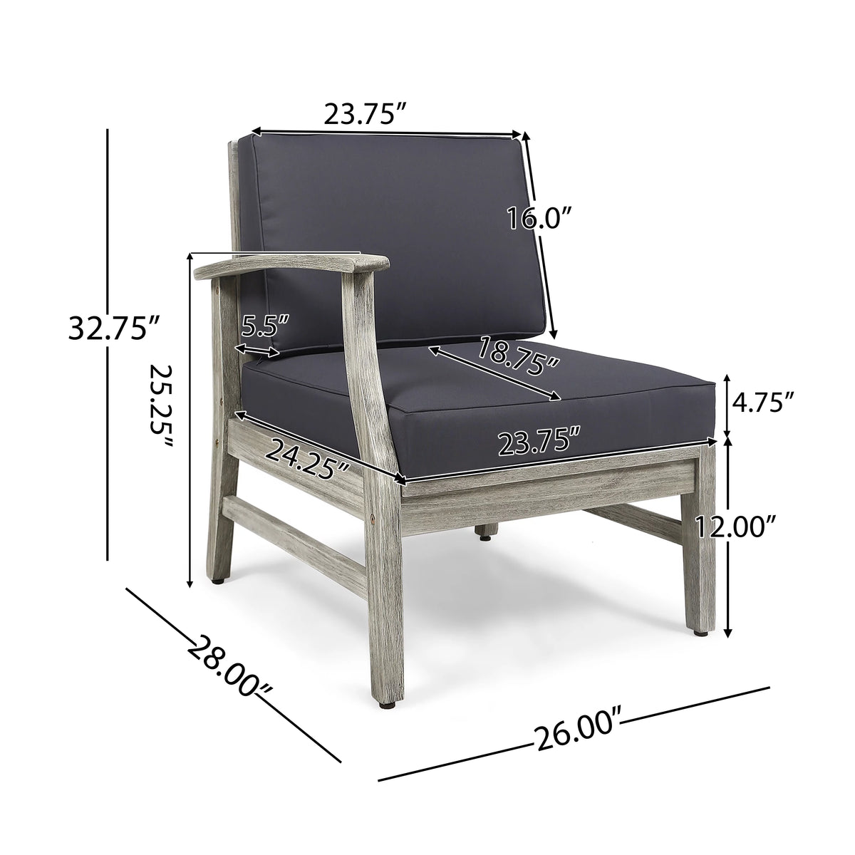Light Gray Acacia Wood Outdoor Sofa Sectional Set H1510