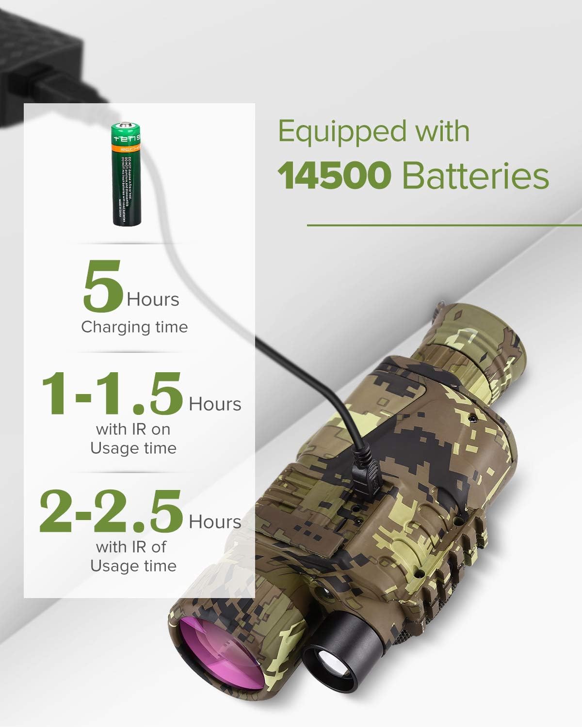 Night Vision Monocular Digital 5x8 Optics Scope 200Yards Infrared with 16GB Card U764