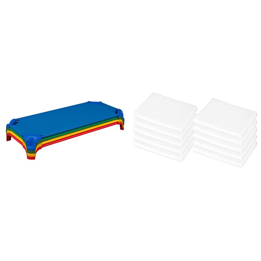 Blue Stackable Daycare Cot with Easy Lift Corners, Pack of 6 U85936