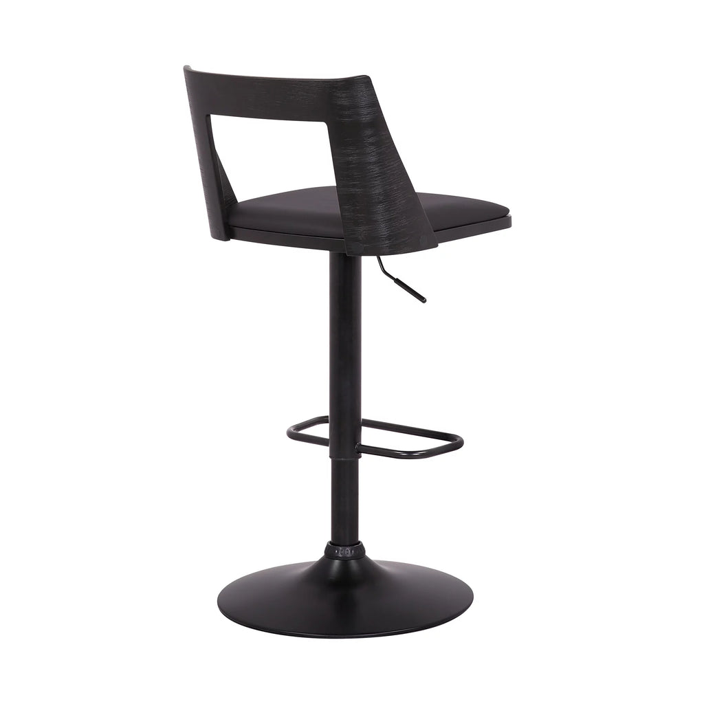 Black Faux Leather Wood Swivel Bar Stool X95017