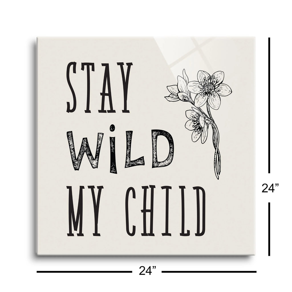 White Floral Sketch 24 x 24 Glass Wall Hanging Sign H330