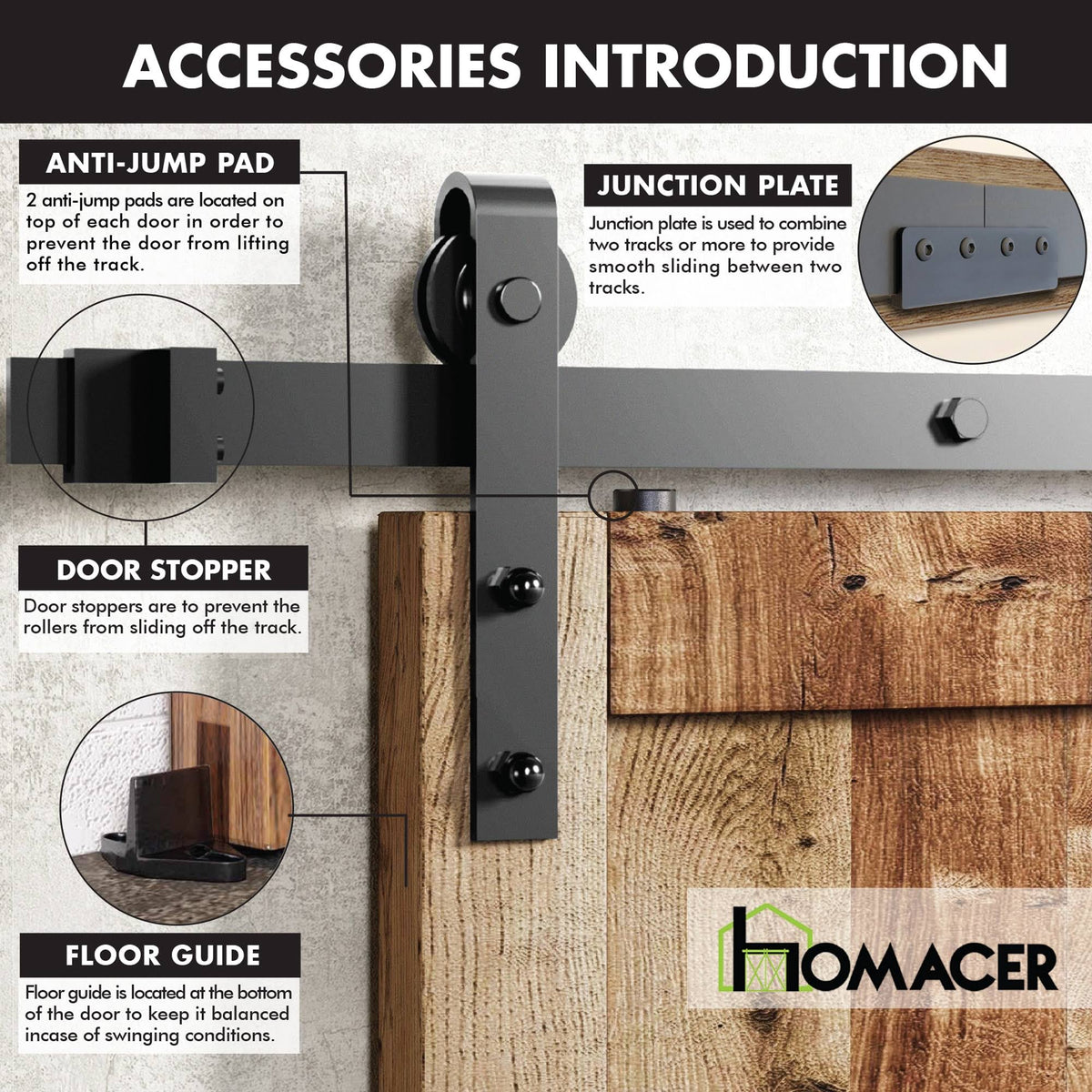 Black 4.5 ft. Sliding Barn Door Track and Hardware Kit E280239
