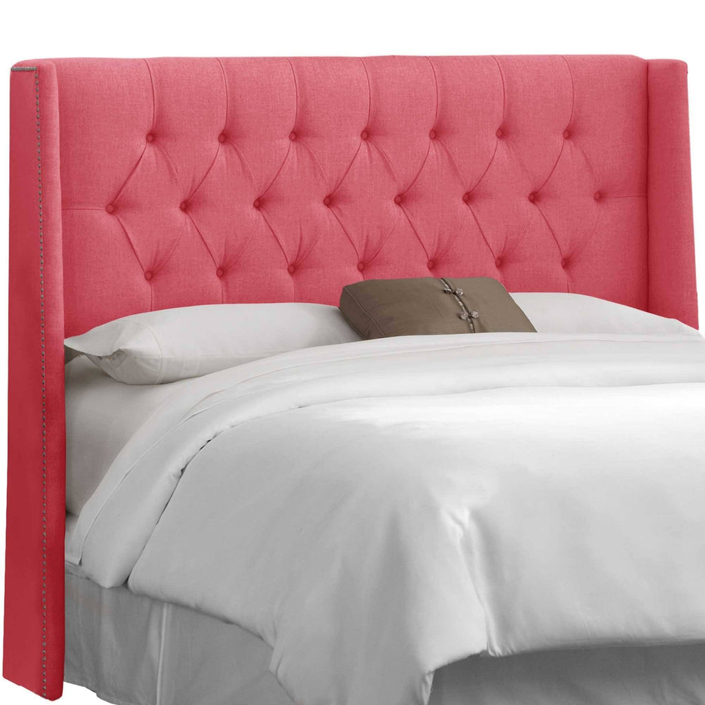 California King Beige Linen Wingback Headboard P802769