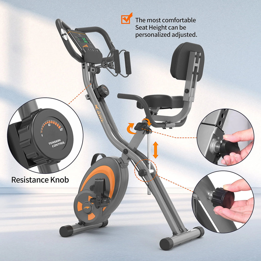 Folding Recumbent Exercise Bike with Resistance Bands L117374