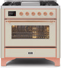 Antique White Copper Trim Dual Fuel Propane Gas Range F190
