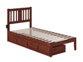 Twin Walnut Hardwood Storage Slat Bed R44664