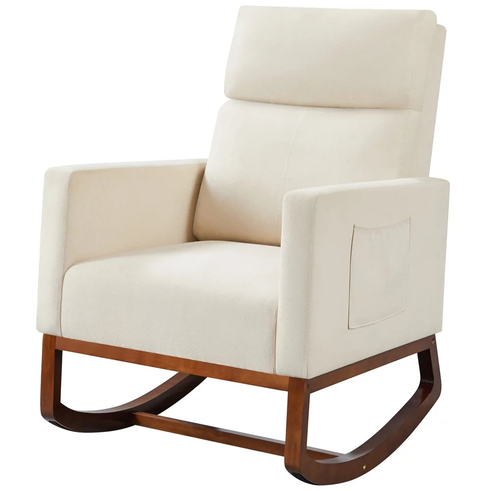 Beige Upholstered Rocking Accent Chair Y2954