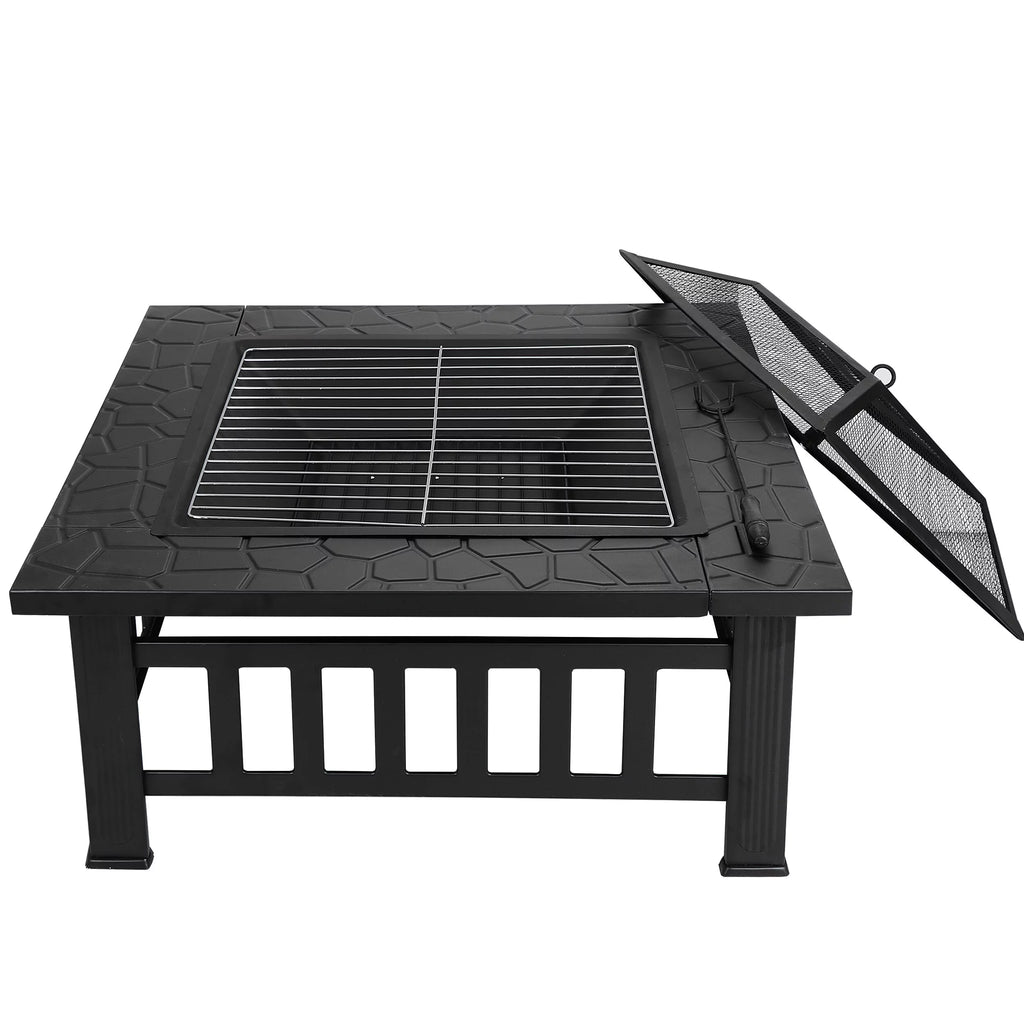 32 Outdoor Square Metal Wood Burning Fire Pit H706