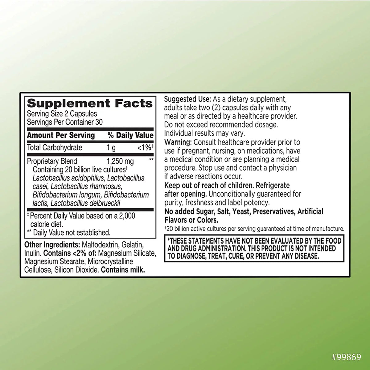 Probiotic Digestive & Immune Support Capsules, 60 Count H395