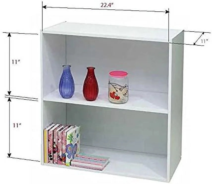 White Wood 2 Tier Open Shelf Bookcase T5037