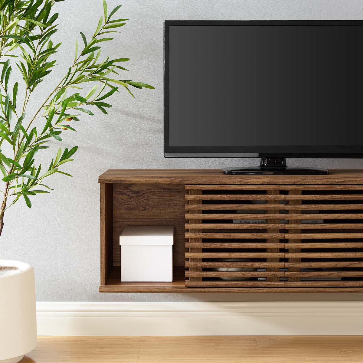 46" Wall-Mount Media Console TV Stand in Walnut Q29393