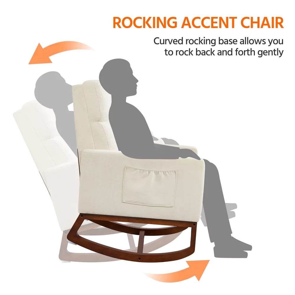 Beige Upholstered Rocking Accent Chair Y2954