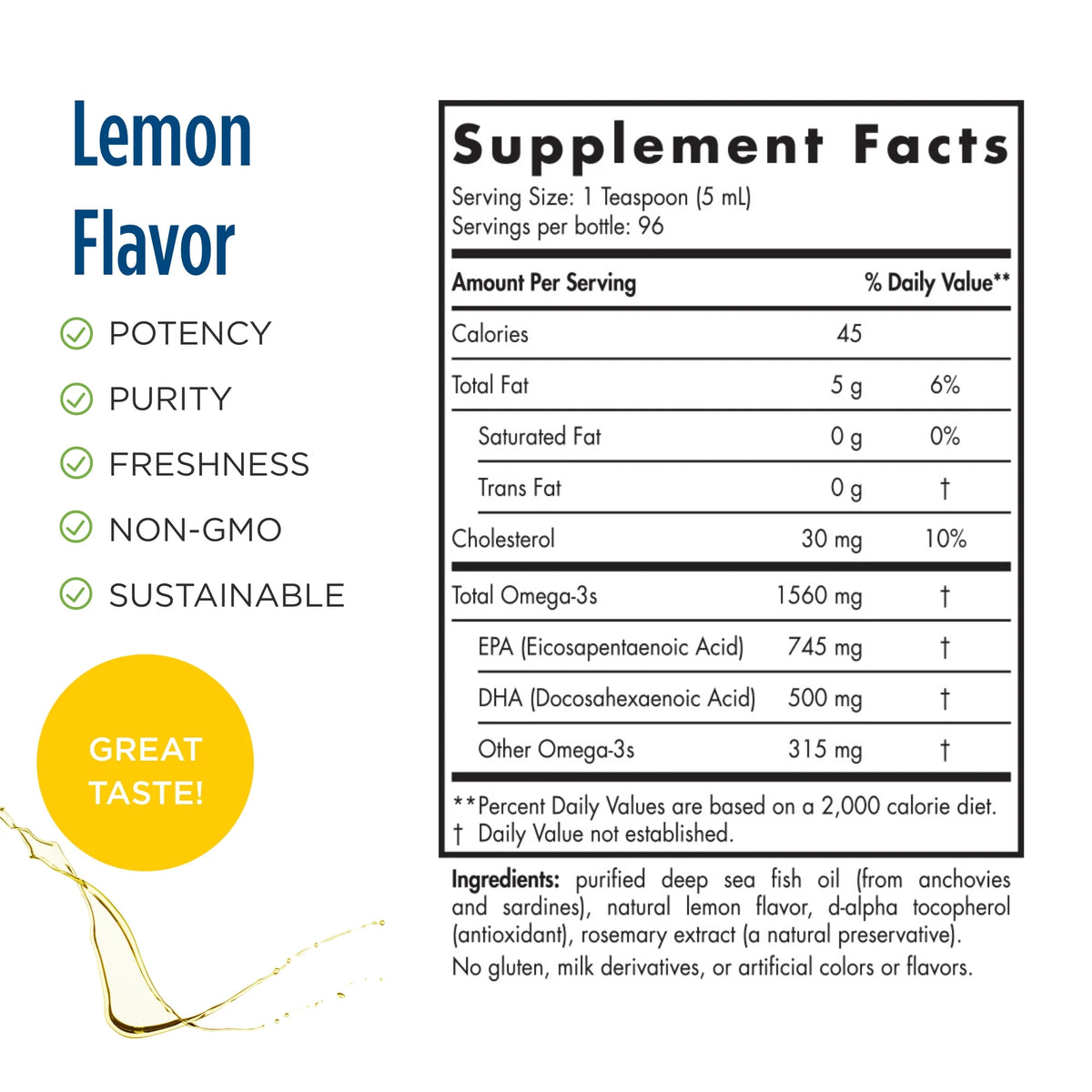 Omega-3 Liquid Lemon 1560 Mg 16 Oz M2501