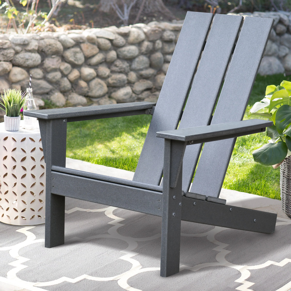 Dark Grey HDPE Resin Adirondack Chair M129213