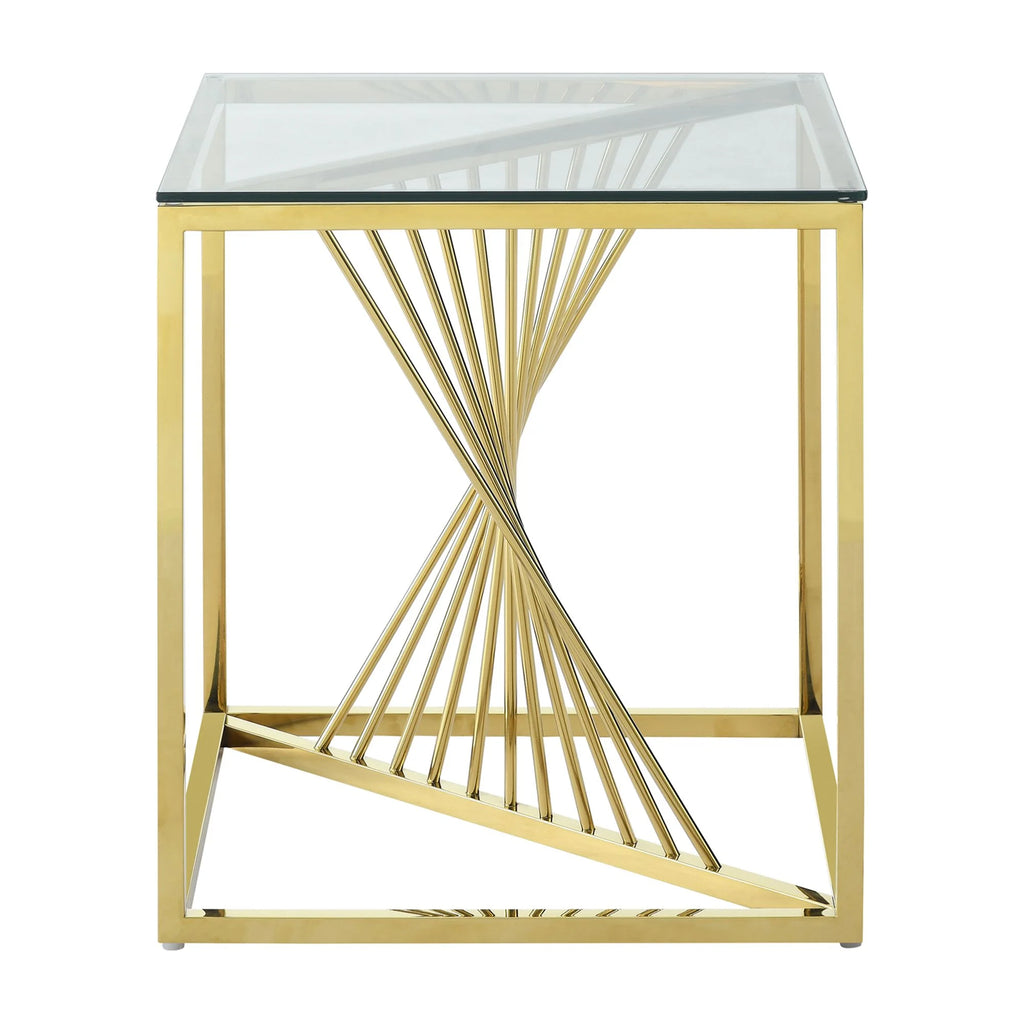 20 Inch Glass End Table with Metal Frame D36902
