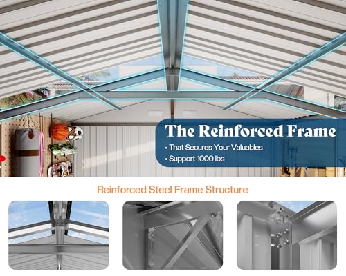 Galvanized Steel Storage Shed with Skylight Panels R2893