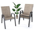 Outdoor Patio Stackable Dining Chairs Set of 4 All-Weather Textilene K474382