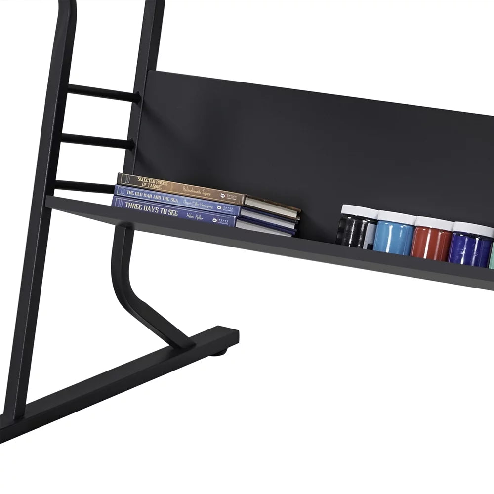 Black Adjustable Drafting Table with Storage Drawers and Stool G131604