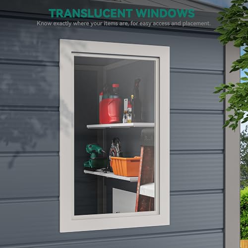 8x6.2FT All-Weather Plastic Outdoor Storage Shed with Lockable Doors C783778