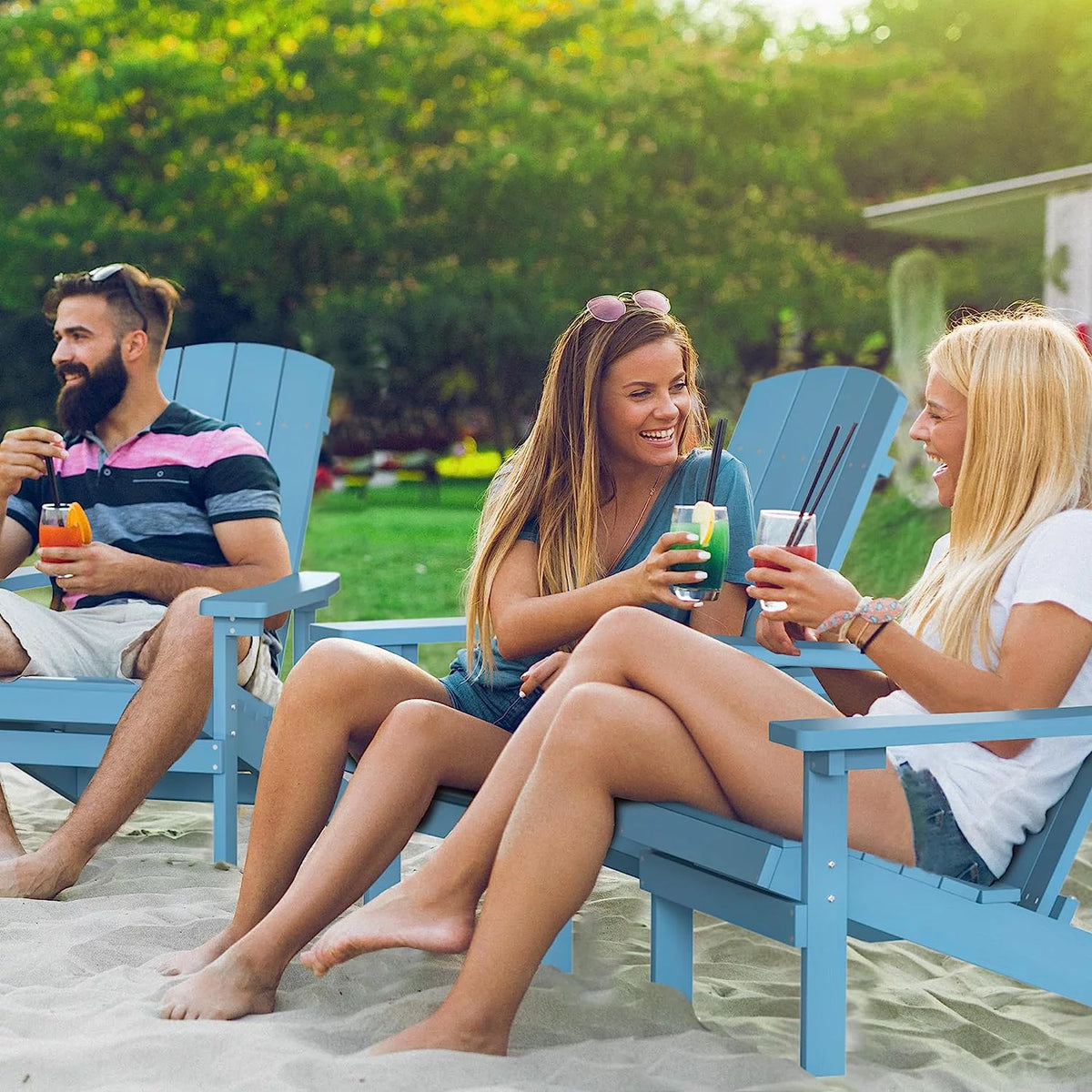 Blue Weather Resistant Plastic Adirondack Chairs F46153